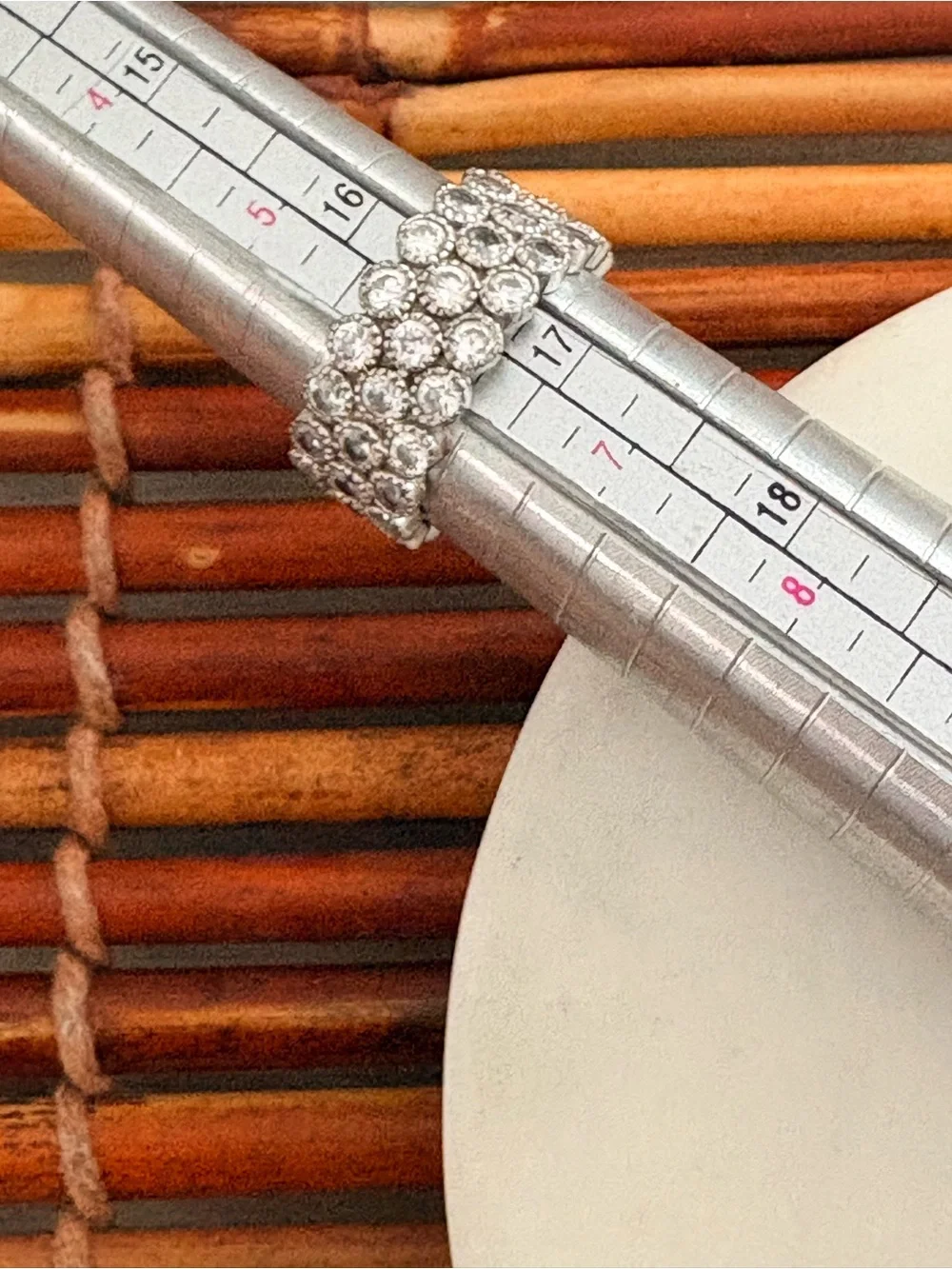 Triple-Row Crystal Ring — Sterling Silver Sparkle Size 6
